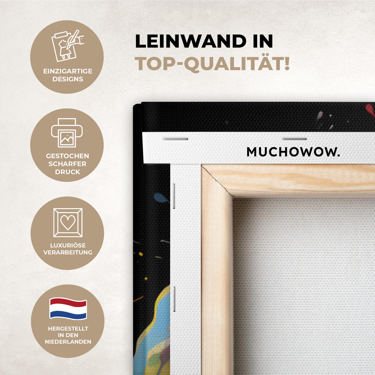 LEINWANDBILD Elefant - Graffiti - Schwarz - Tiere - Farben 90x90 cm - Schwarz, Textil (90/90cm) - MuchoWow