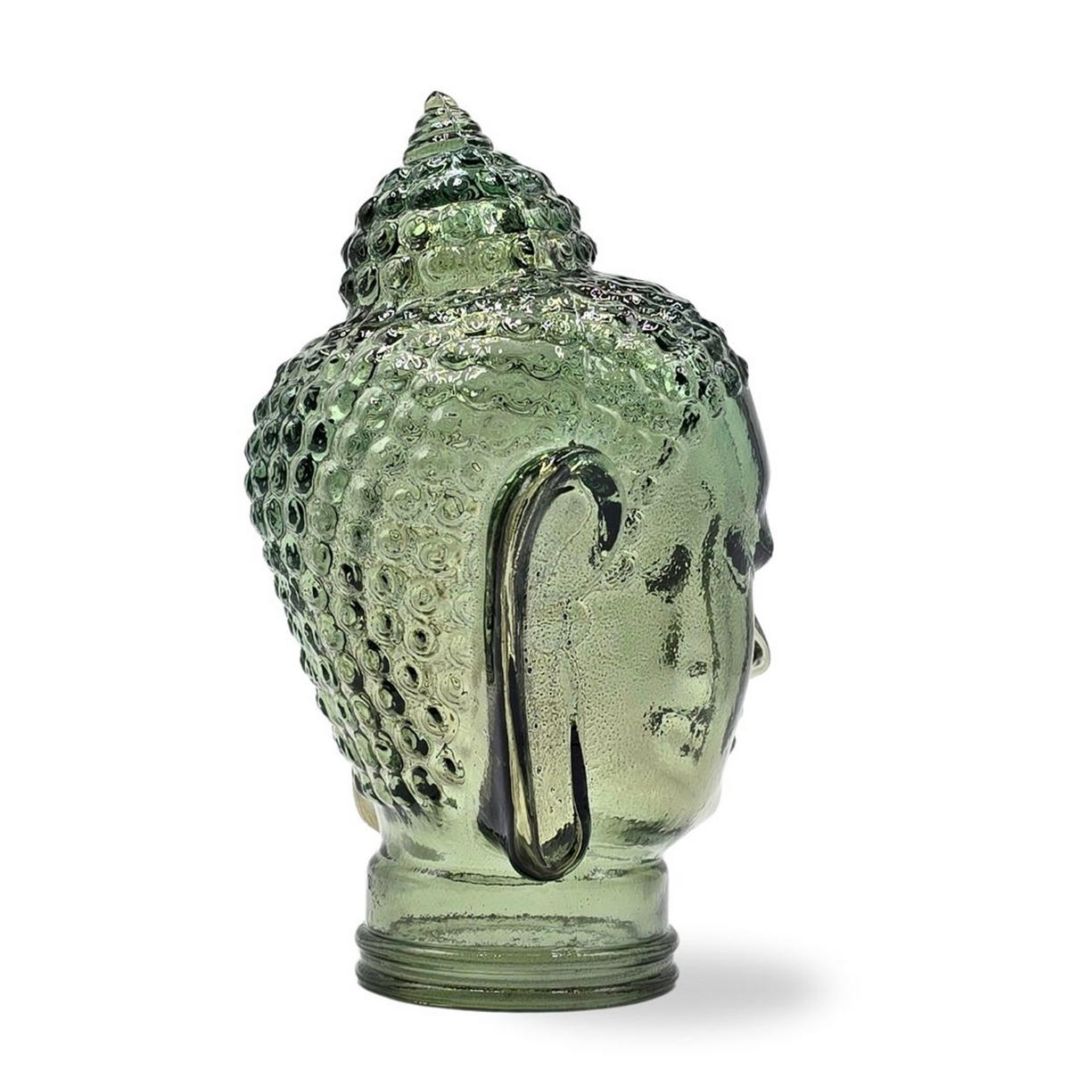 DEKO GLASKOPF THAI BUDDHA Glas, 30 cm Höhe T06 olivgrün - Olivgrün, Glas (19/30/19cm) - DESIGN DELIGHTS