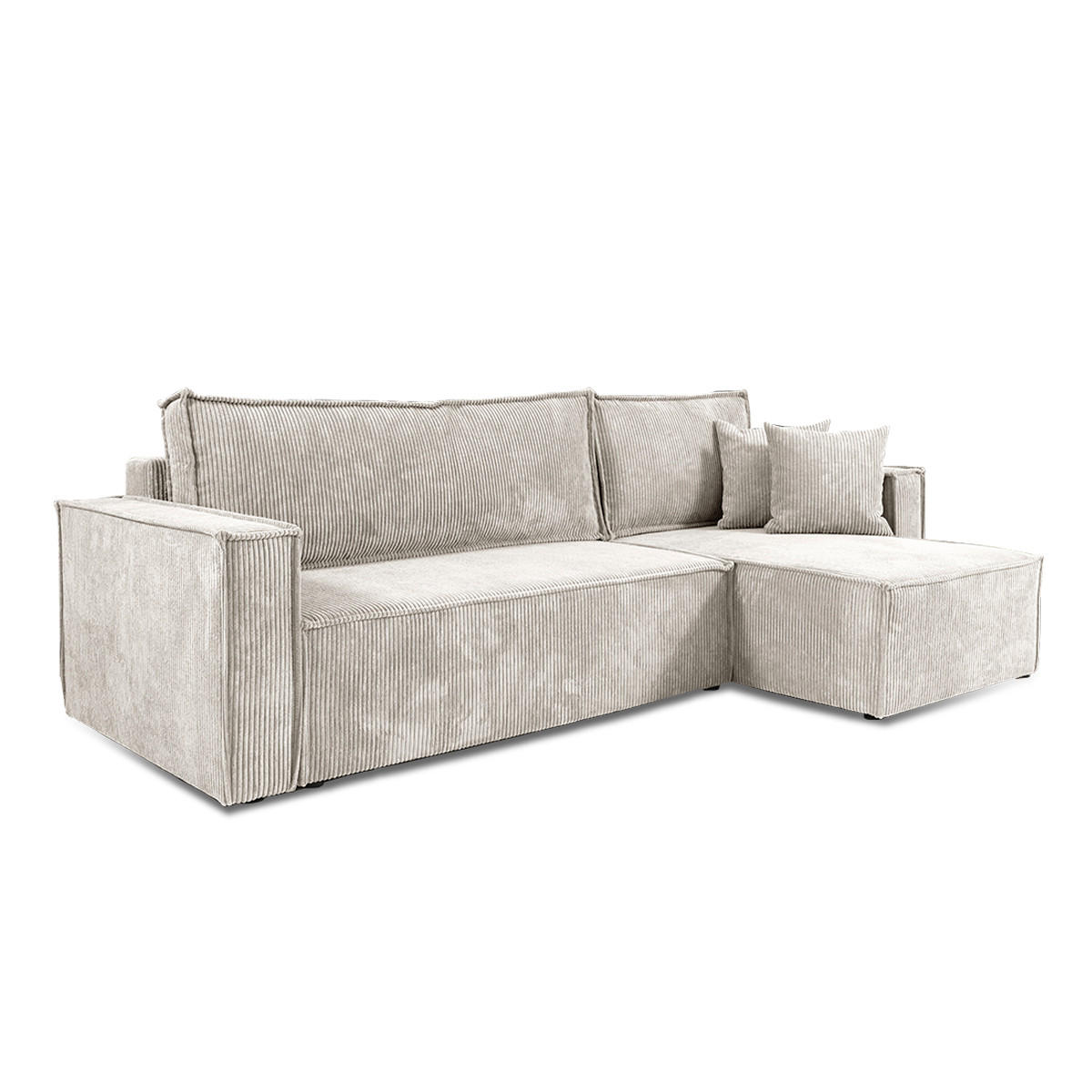 ECKSOFA Ezekiel 3 Sitzplätze Gebrochenes Weiß - Weiß, Holz (236/145cm) - Petits-meubles