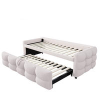 AUSZIEHBETT 90/180/190 cm DE-01659, in Beige, mit Teddy-Samt - Beige, Metall (90/190cm) - ComfortXL