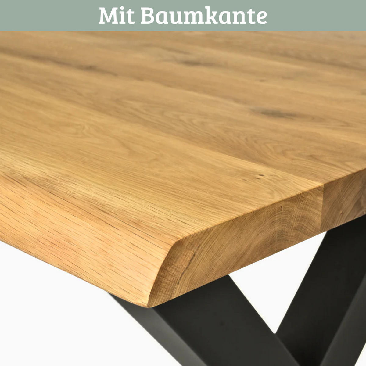MASSIVHOLZPLATTE Eiche mit Baumkante ERIK 200x100 cm Tischplatte rechteckig - Braun, Holz (200/100/4cm) - DELUKE
