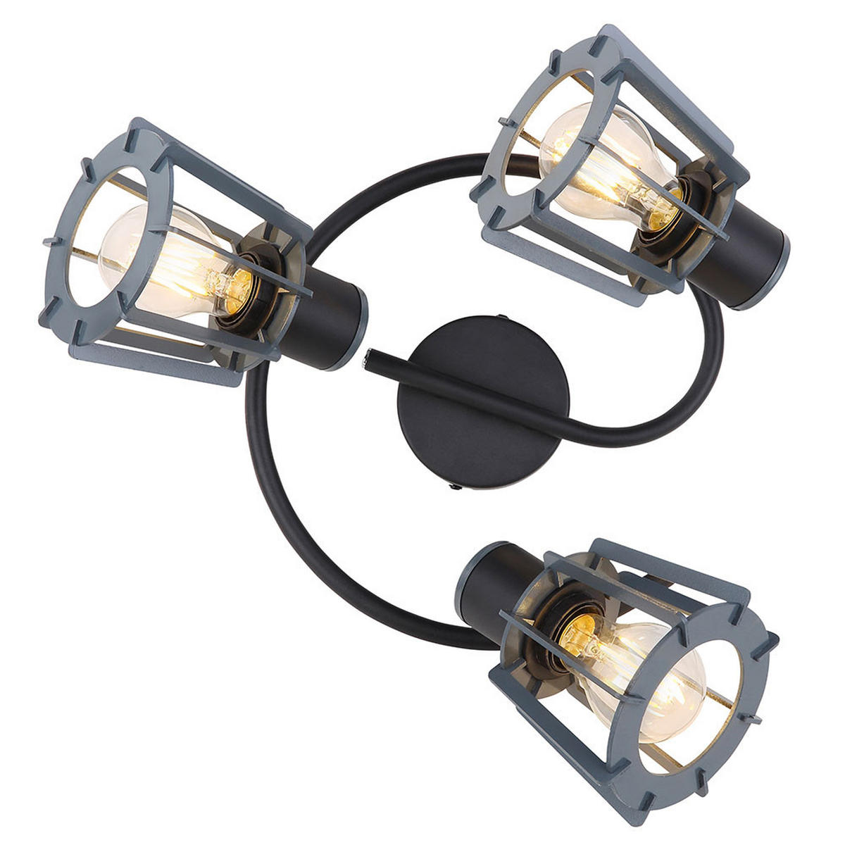 LED DECKENLEUCHTE Metall Holz Schwarz 3-Flammig - Schwarz, Holz (28/28/18cm)