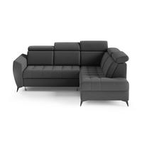 ECKSCHLAFSOFA Aurora II mit verstellbare Kopfstützen, Anthrazit, rechts - Anthrazit/Schwarz, Textil (266/204cm) - Beautysofa