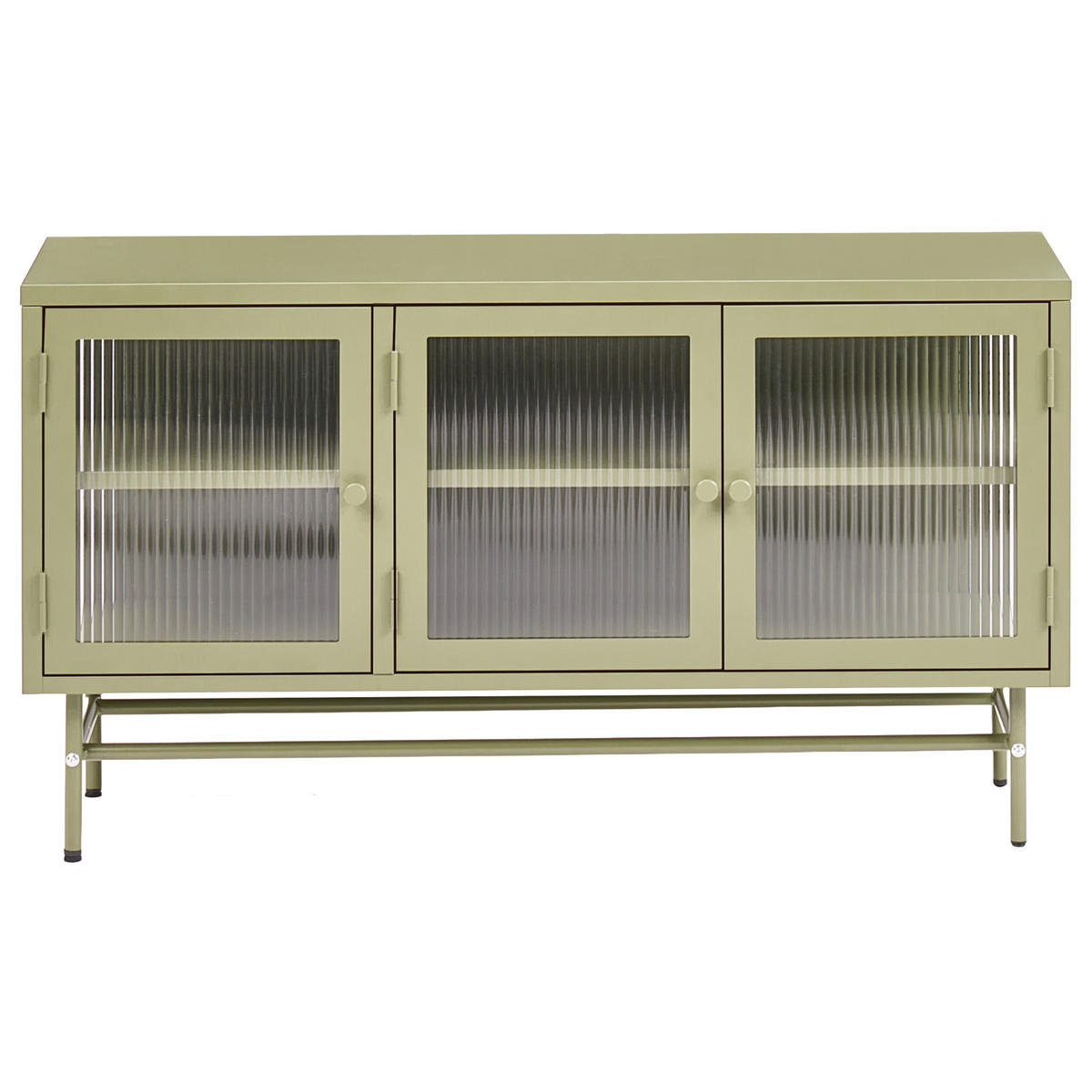 SIDEBOARD se skleněnými dveřmi Kov 115 cm Zelený Devon - zelená barva, kov (115/64/35cm) - Beliani
