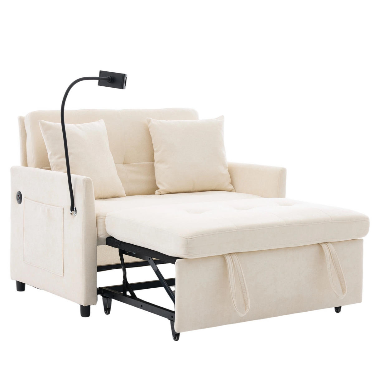 SCHLAFSESSEL DE-35222 mit USB und Tablethalter Beige - Beige, Metall (72/83.5/109cm) - ComfortXL