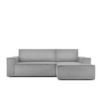 ECKSCHLAFSOFA-RECHTS NAPI in Pet Friendly Cord-Stoff, hellgrau - Hellgrau/Schwarz, Textil (262/148cm) - KONSIMO®