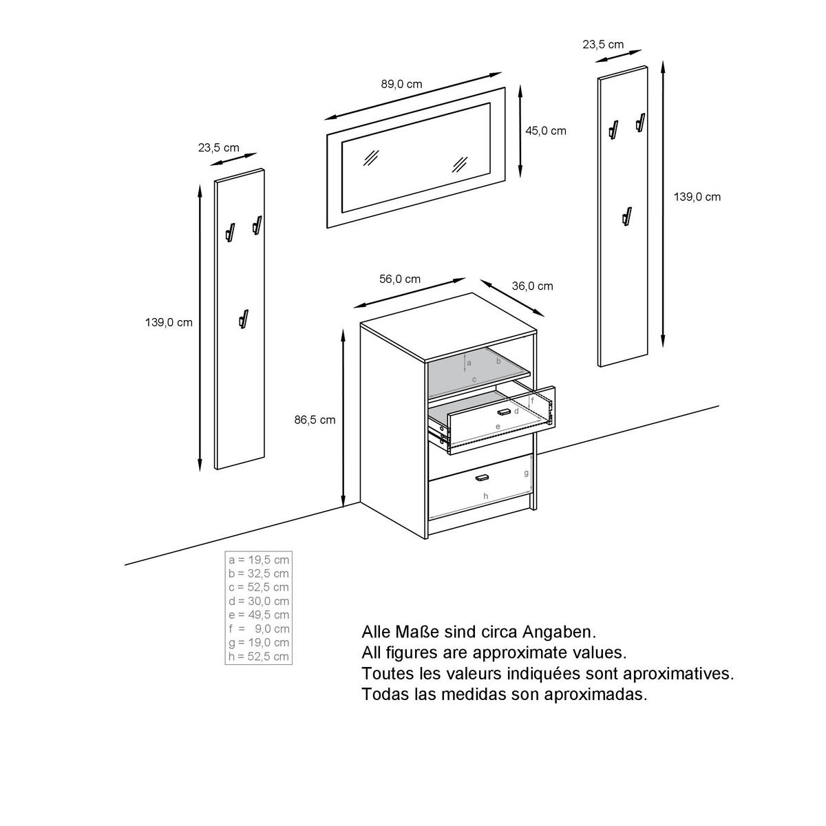 GARDEROBE Pino Weiß matt - Weiß, Holzwerkstoff (135/190/36cm) - Vladon