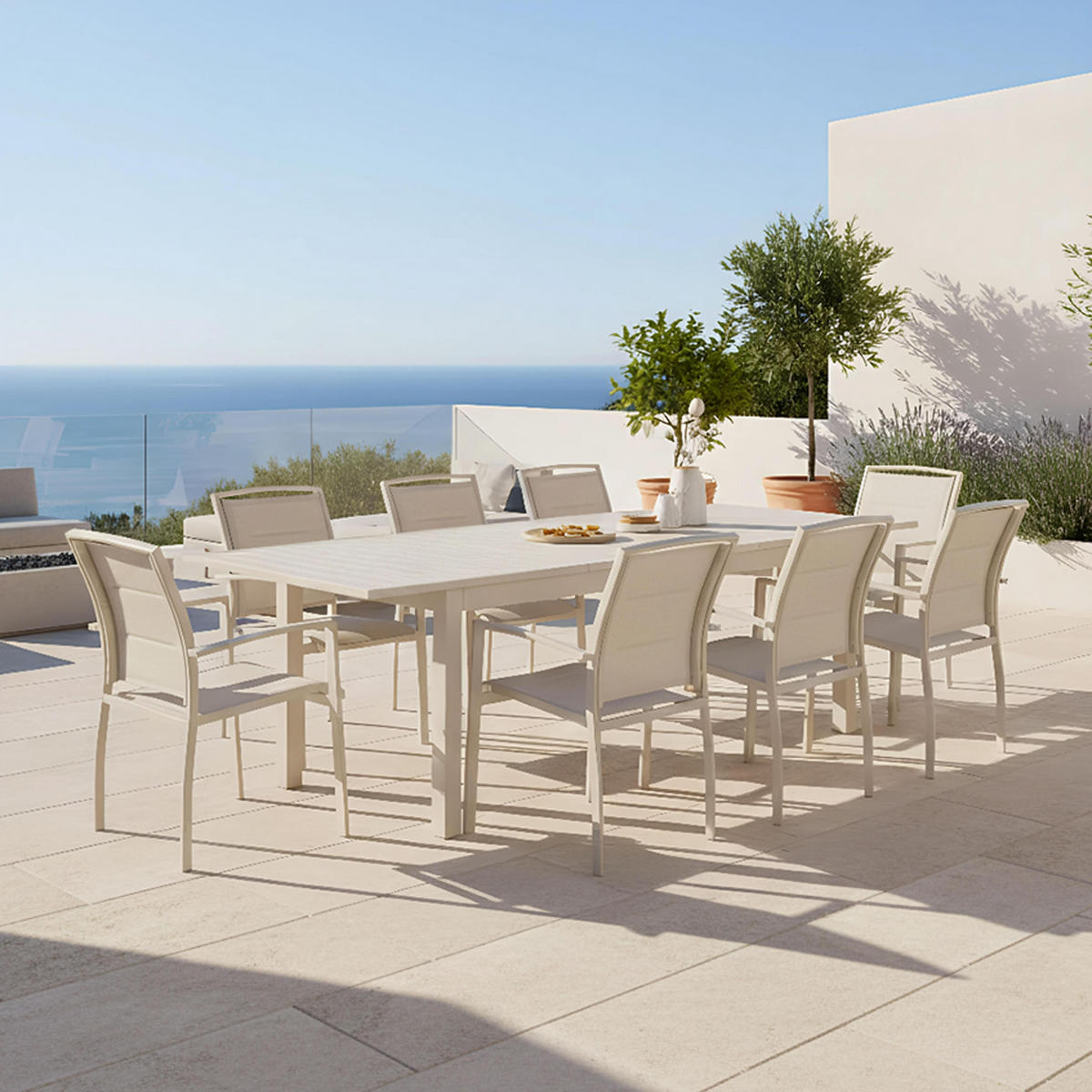 GARTENTISCH, Beige - Beige, Metall (238/100/74cm) - Oviala