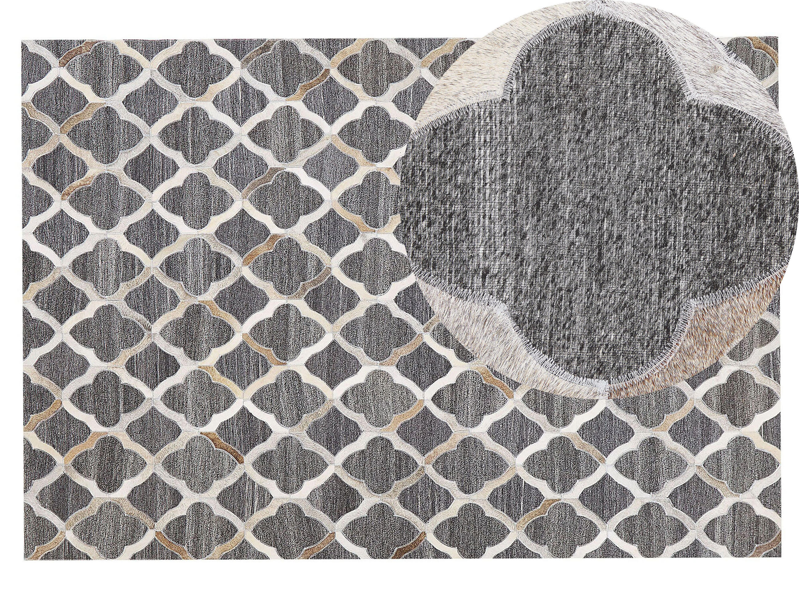 PATCHWORK-TEPPICH Rolunay 200/140 cm - Grau, Fell (140/200cm) - Beliani