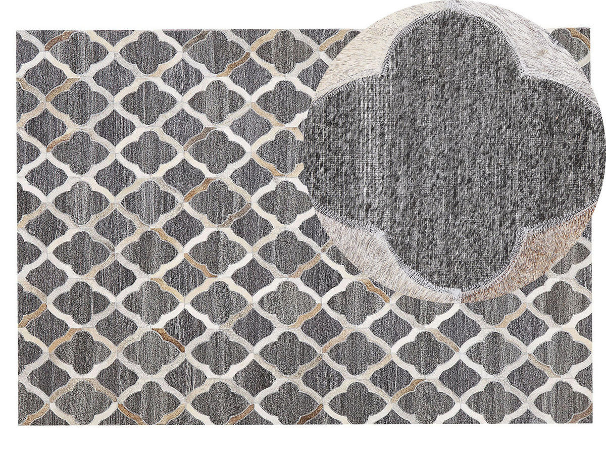 PATCHWORK-TEPPICH Rolunay 200/140 cm - Grau, Fell (140/200cm) - Beliani