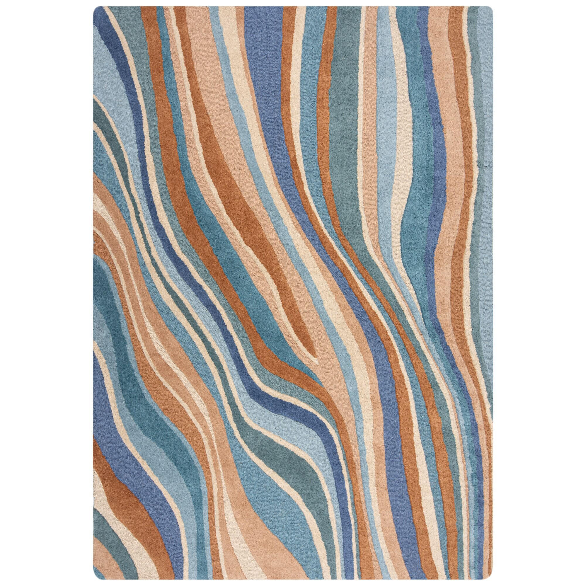 WOLLTEPPICH DERWENT, abstrakt, Blau-Bunt, 200 x 290 cm - Multicolor, Textil (200/290cm) - KADIMA DESIGN