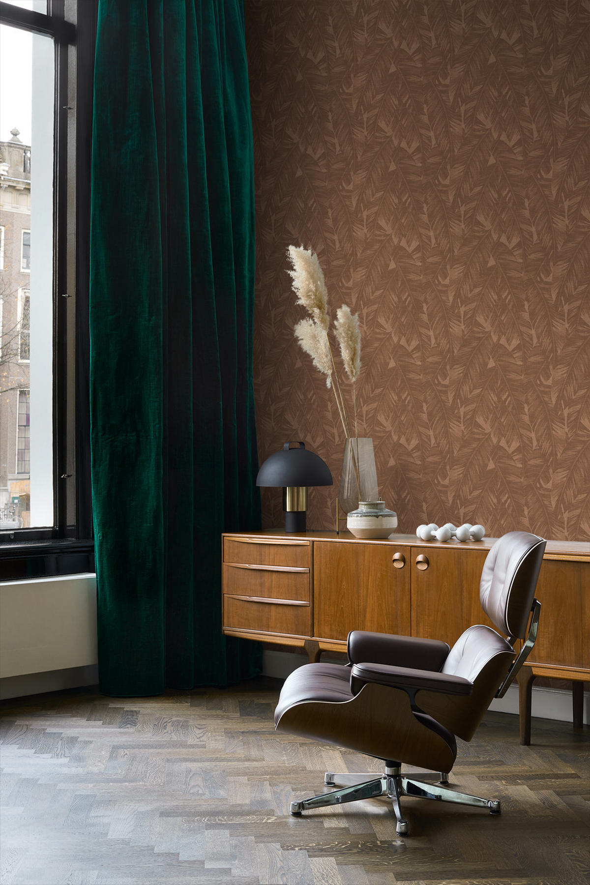 TAPETE Bananenblätter 50 x 900 cm - Braun, Papier (50/900cm) - Origin Wallcoverings