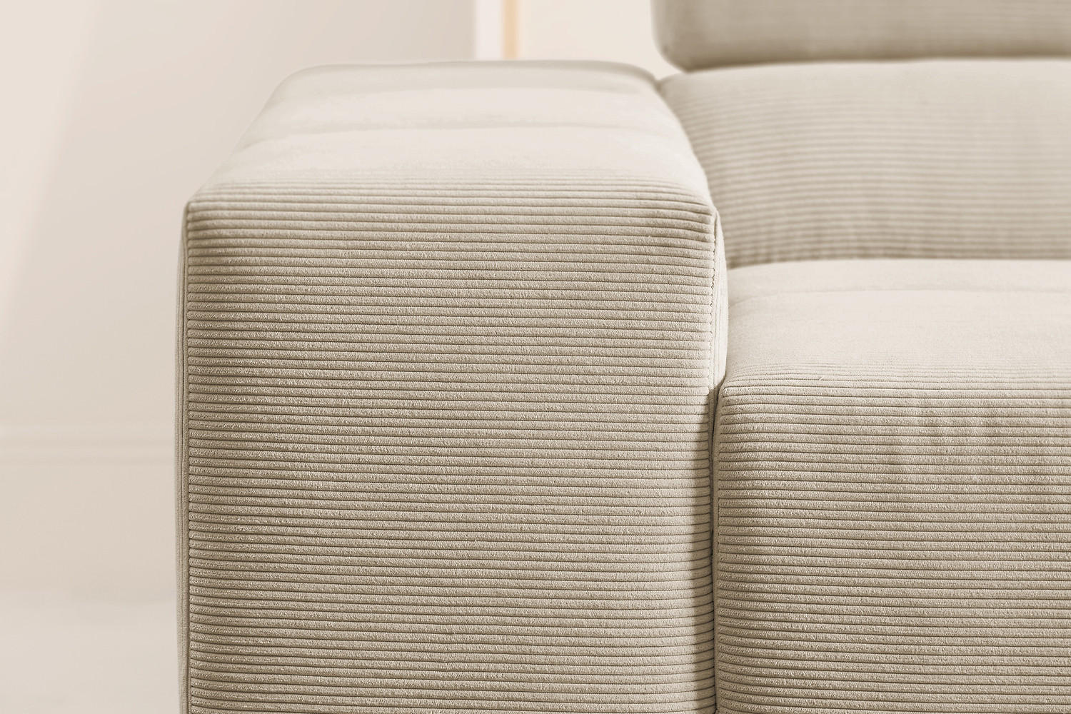 ECKSOFA MIT MOTORISCHEM SITZVORZUG NEVADA Beige Cord - Beige/Schwarz, Kunststoff/Textil (319/215cm) - KAWOLA