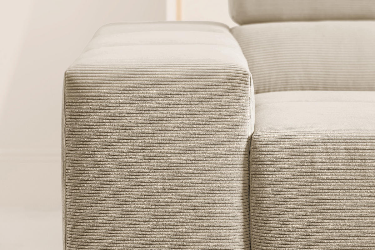 ECKSOFA MIT MOTORISCHEM SITZVORZUG NEVADA Beige Cord - Beige/Schwarz, Kunststoff/Textil (319/215cm) - KAWOLA