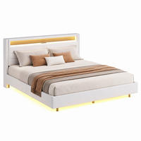 POLSTERBETT mit USB-Steckdose und LED 160x200 cm Beige - Beige, Metall (160/200cm) - Meubliv