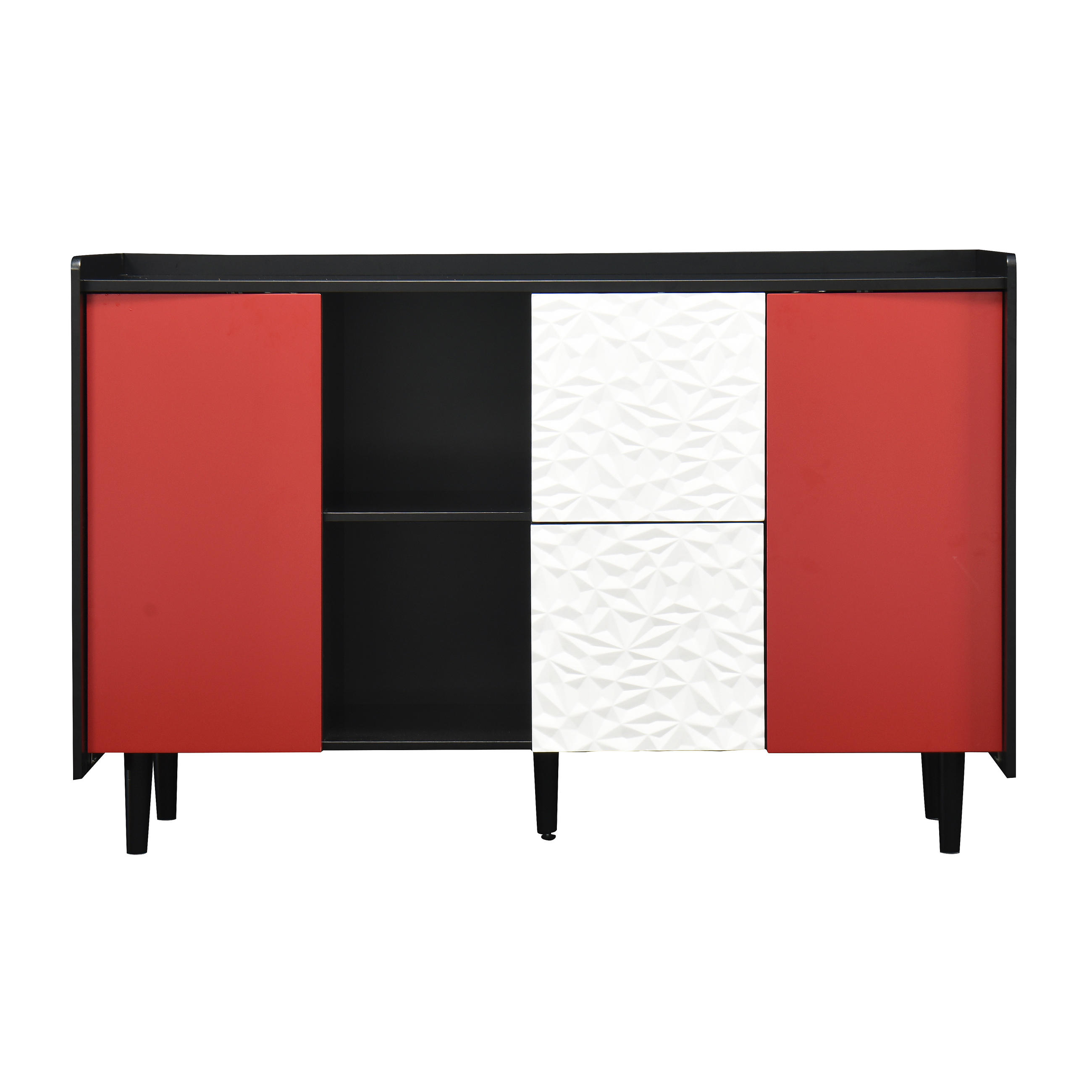 ANRICHTE Style Schwarz Rot 120/40/80 cm - Schwarz, Holz (120/80/40cm) - PANGIVO