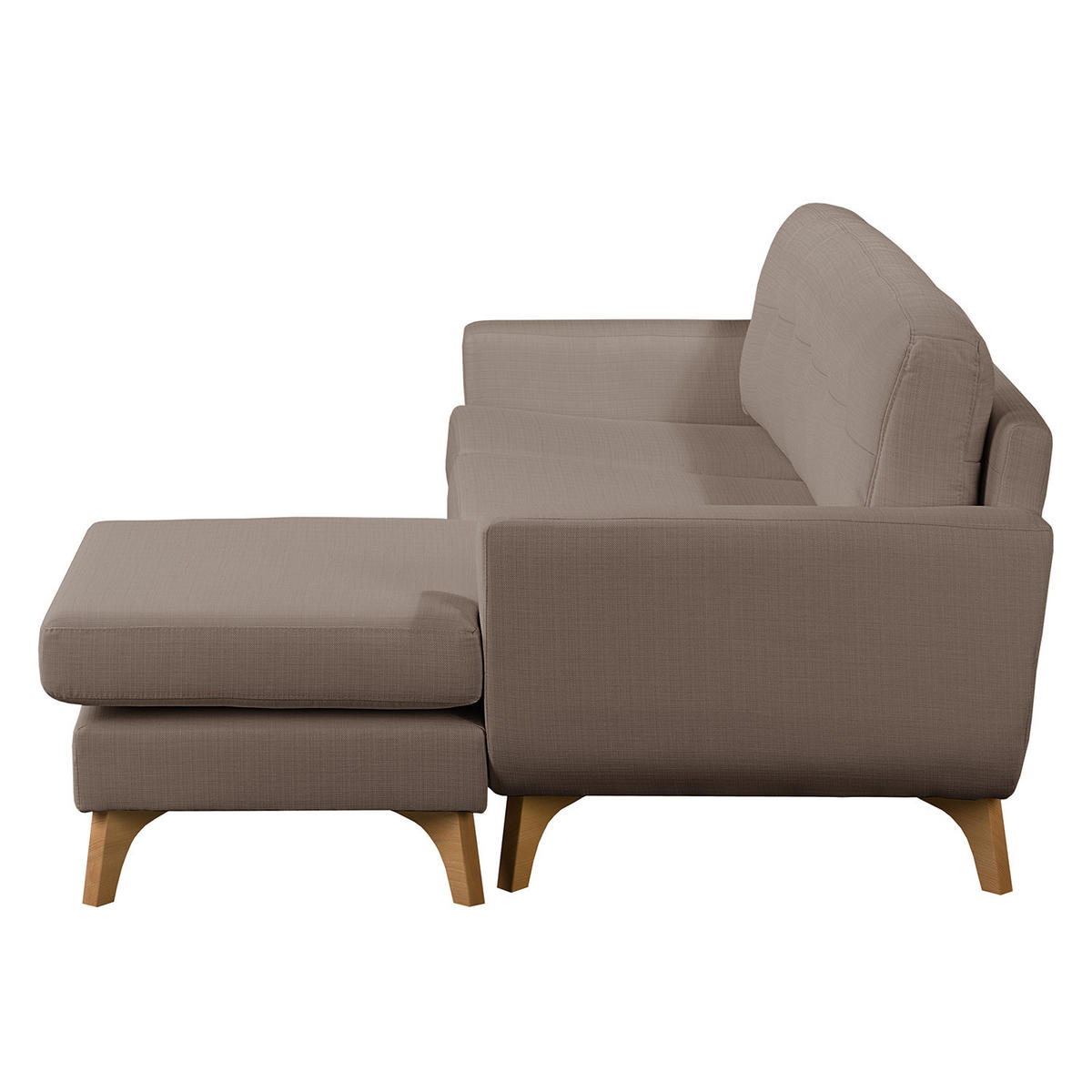 ECKSOFA mit Longchair - Strukturstoff - Cappuccino, Textil (208/150cm) - home24