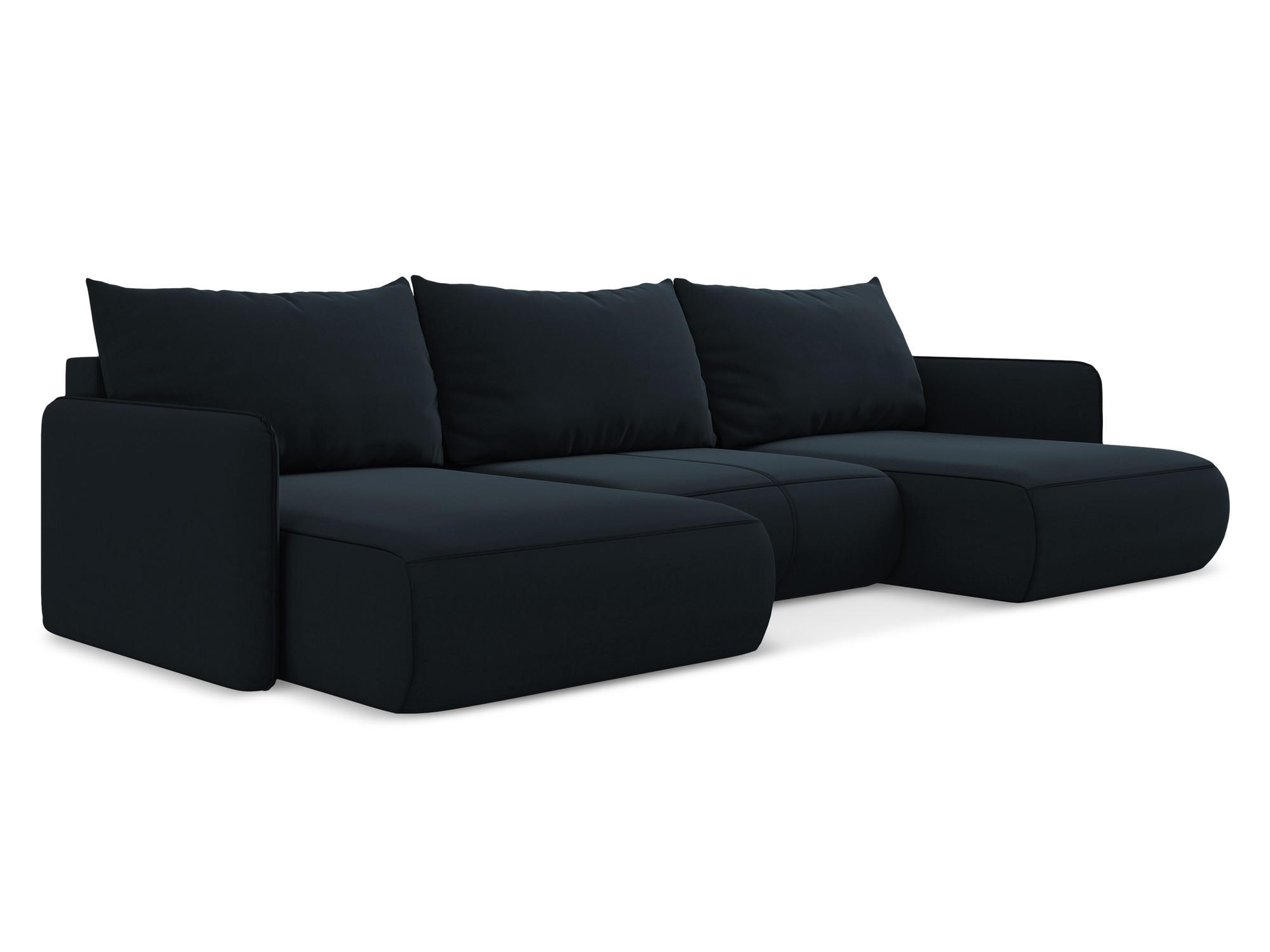 WOHNLANDSCHAFT Samt Stoff Blau - Blau/Schwarz, Kunststoff/Textil (290/86/148cm) - Makamii