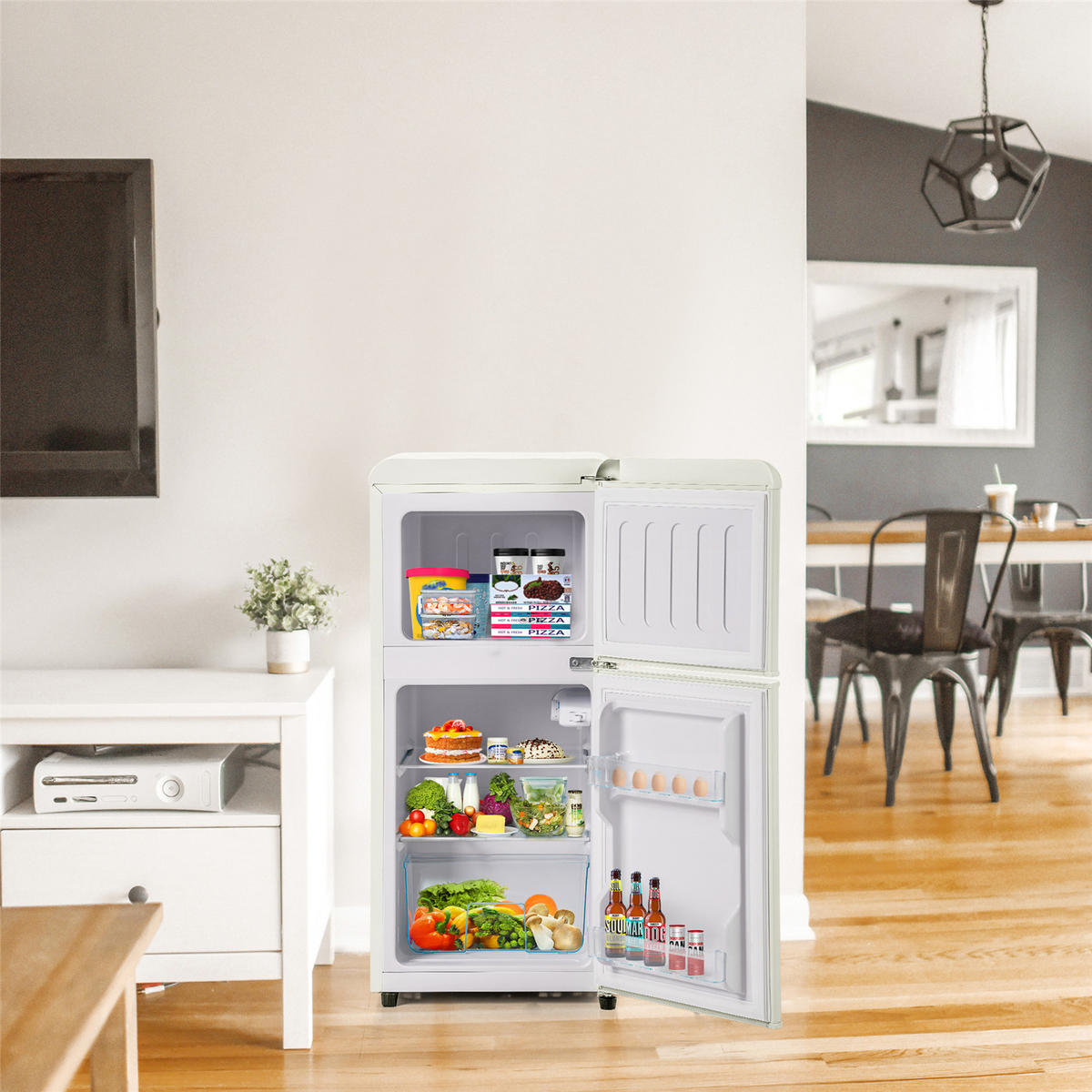 MINIKÜHLSCHRANK 60L Gefrierfach LED Cremeweiß - Beige, Metall (42/88.8/45.5cm) - Kaket