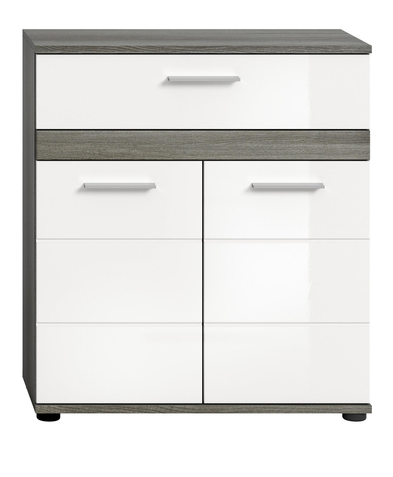 Inn.Furn Badkommode Weiß Hochglanz, Grau 71x79x31 cm