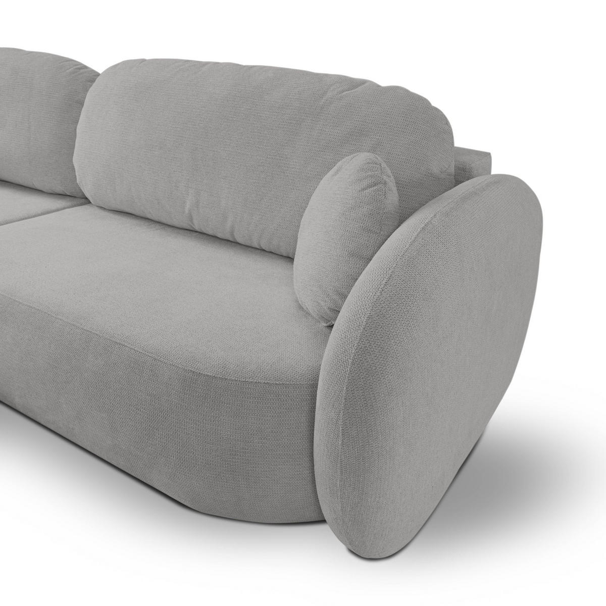 ECKSOFA AMICO L-S Hellgrau Geflochtener Stoff mit Schlaffunktion - Hellgrau, Holz (248/174cm) - MASSENO