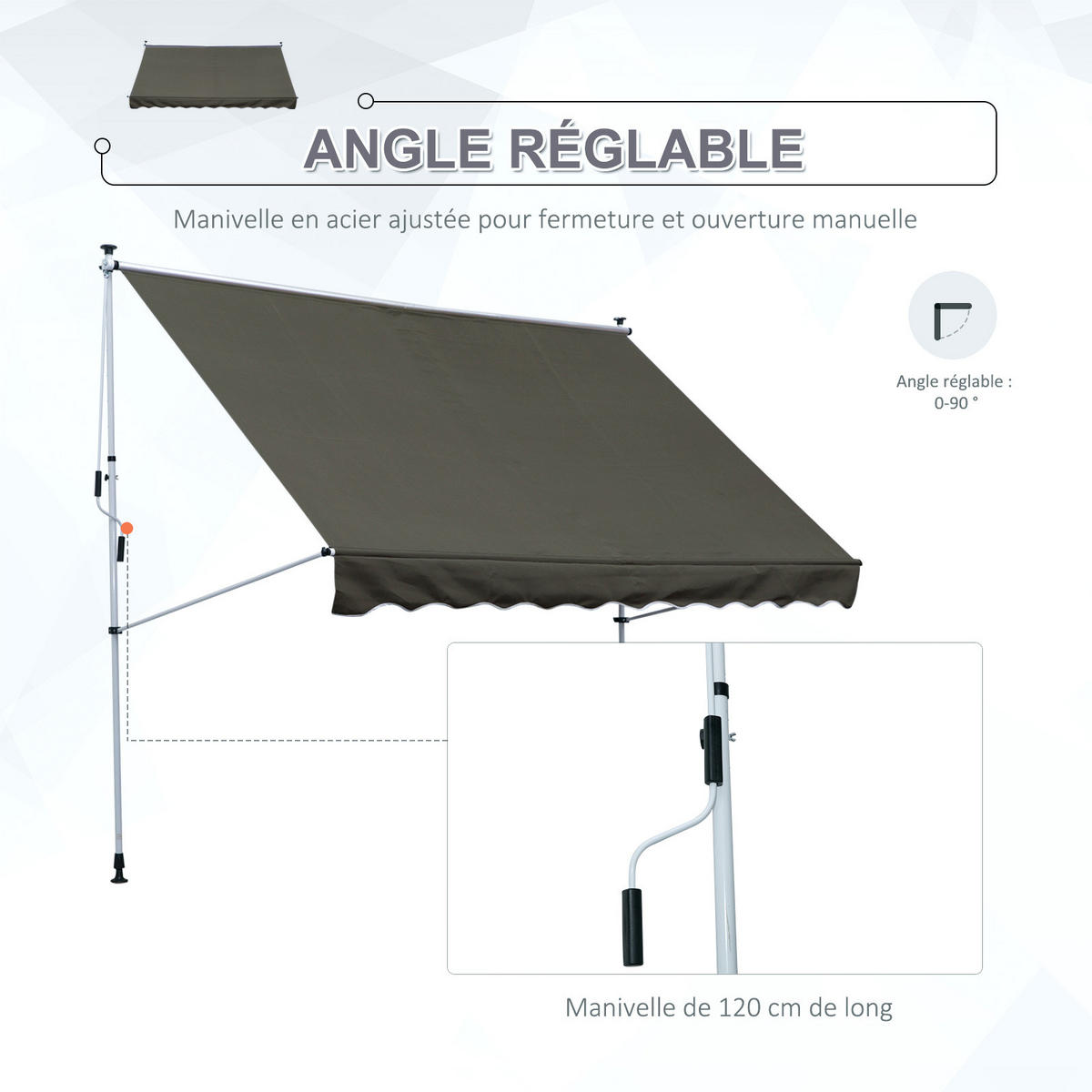 MARKISE DE-13912 manuell, ausziehbar 3/1,5 m, ohne Bohren Grau - Grau, Metall (150/280/300cm) - ComfortXL