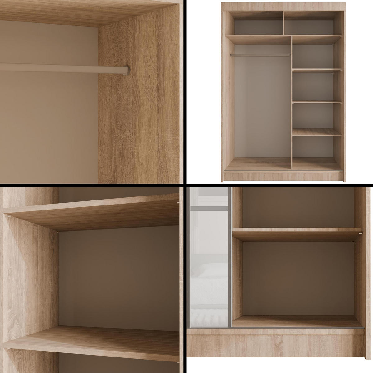 KLEIDERSCHRANK PEKA III - 120 cm - Sonoma Eiche|Weiß - Weiß/Sonoma Eiche, Holzwerkstoff (120/215/61cm) - ALTDECOR