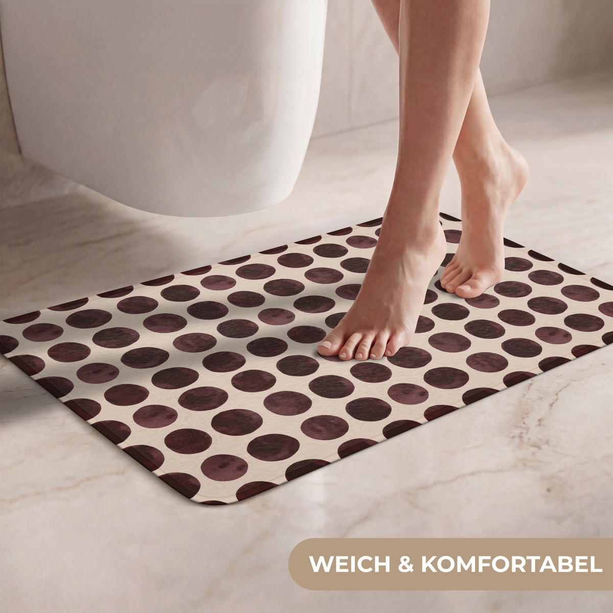 WC PŘEDLOŽKA Puntíky - Vzor - Hnědý 60x40 cm - bordeaux, textil/plast (60/1cm) - OnlyWow