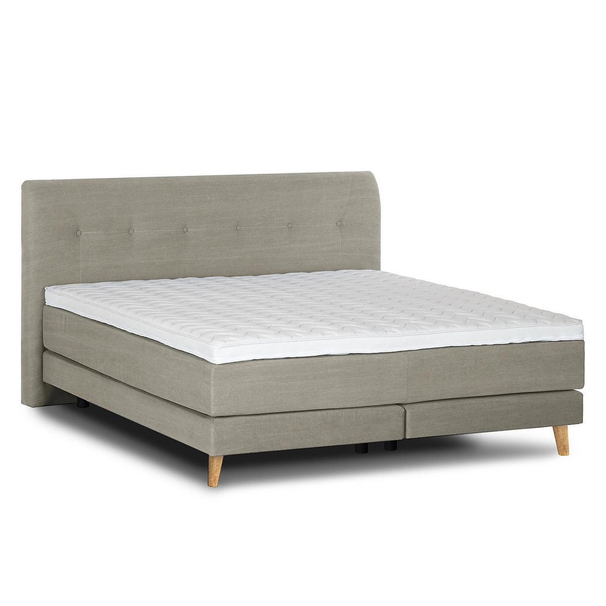 BOXSPRINGBETT - Webstoff - Beige, Naturmaterialien (200/200cm) - home24