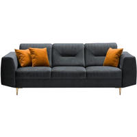 3-SITZER SOFA Venezia dunkelgrau mit goldenen Beinen - Dunkelgrau/Goldfarben, Textil (233/85/94cm) - Beautysofa