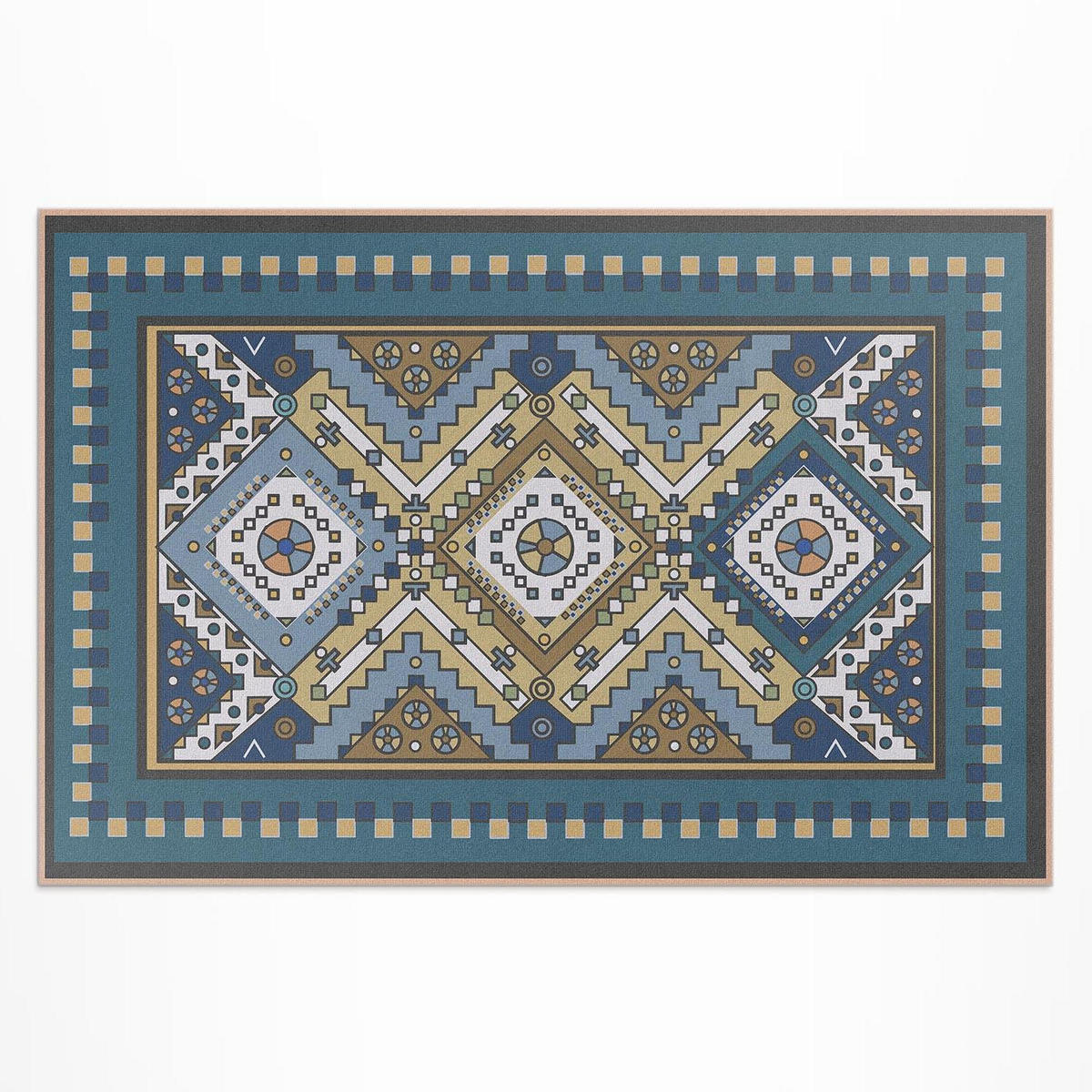 TEPPICH 120x180 cm Marokkanisches geometrisches Ornament - Dunkelblau, Kunststoff (120/180cm) - Wallfluent