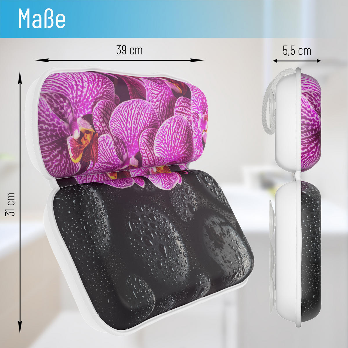 BADEWANNENKISSEN Madeira - Schwarz, Kunststoff (39/5.5cm) - Sanilo