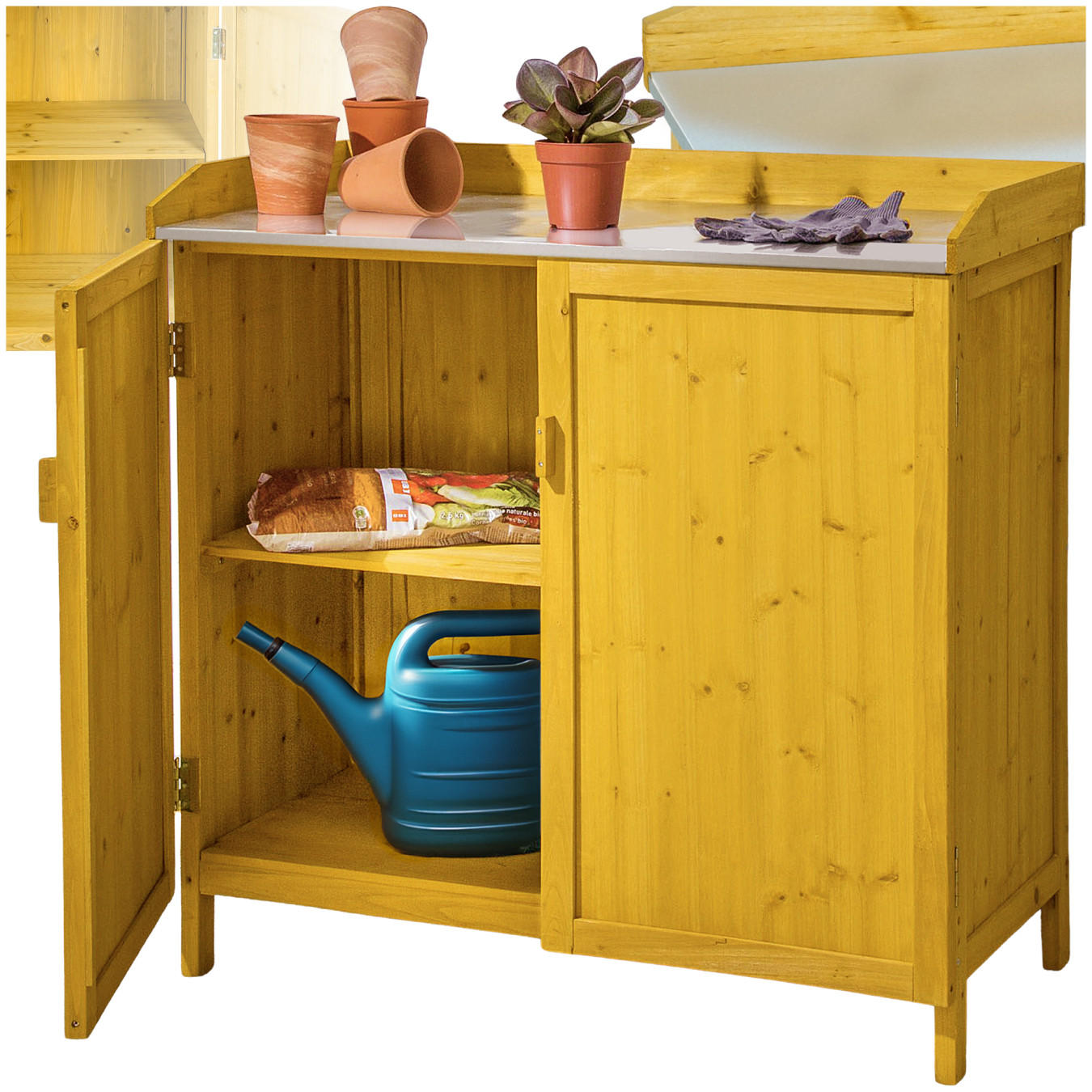 PFLANZTISCH Vita,98 x 48 x 95 cm,braun - Braun, Holz (98/48/95cm) - tectake