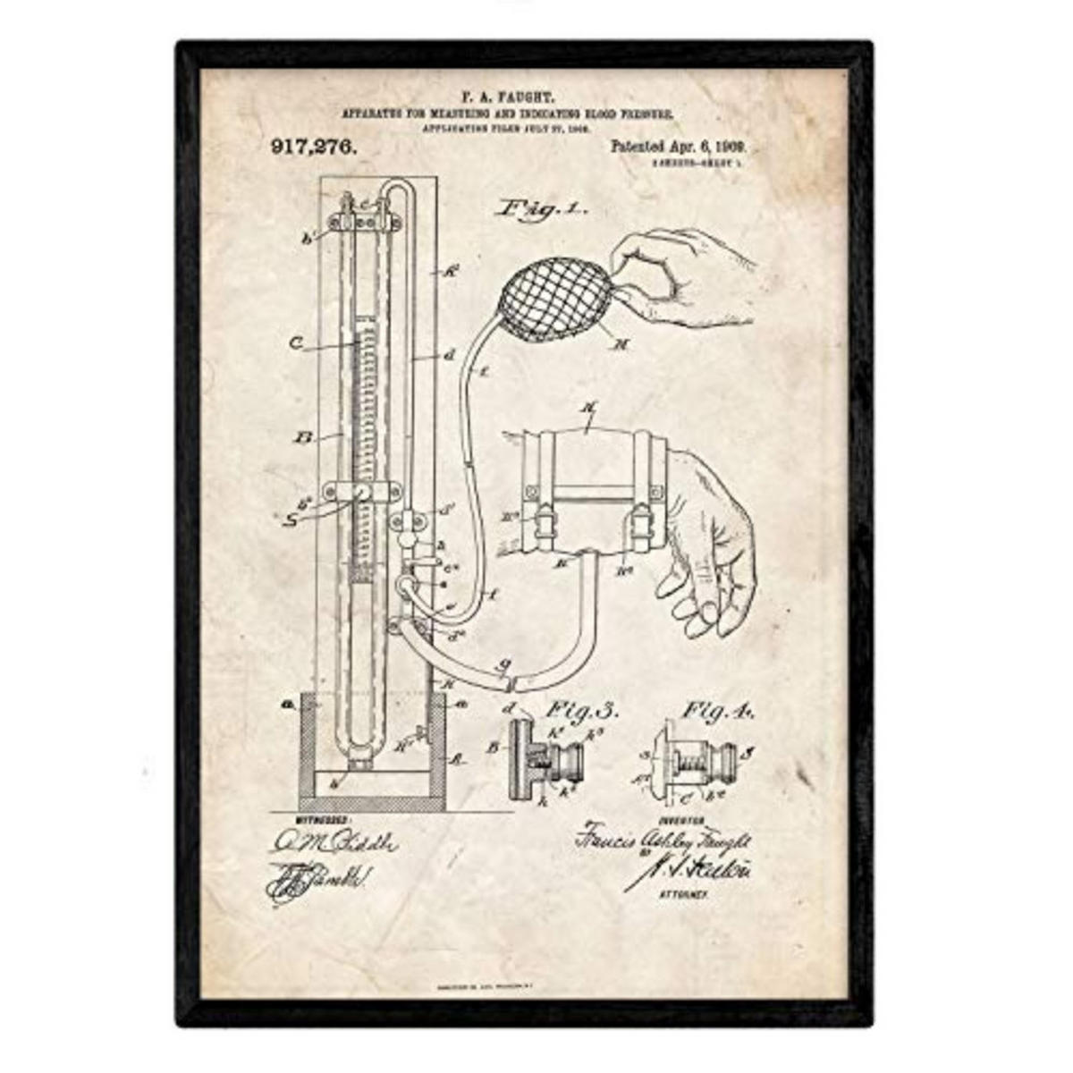POSTER Sphygmomanometer Patent A3 Rahmenlos - Klar, Papier (29.7/5/42cm) - Nacnic