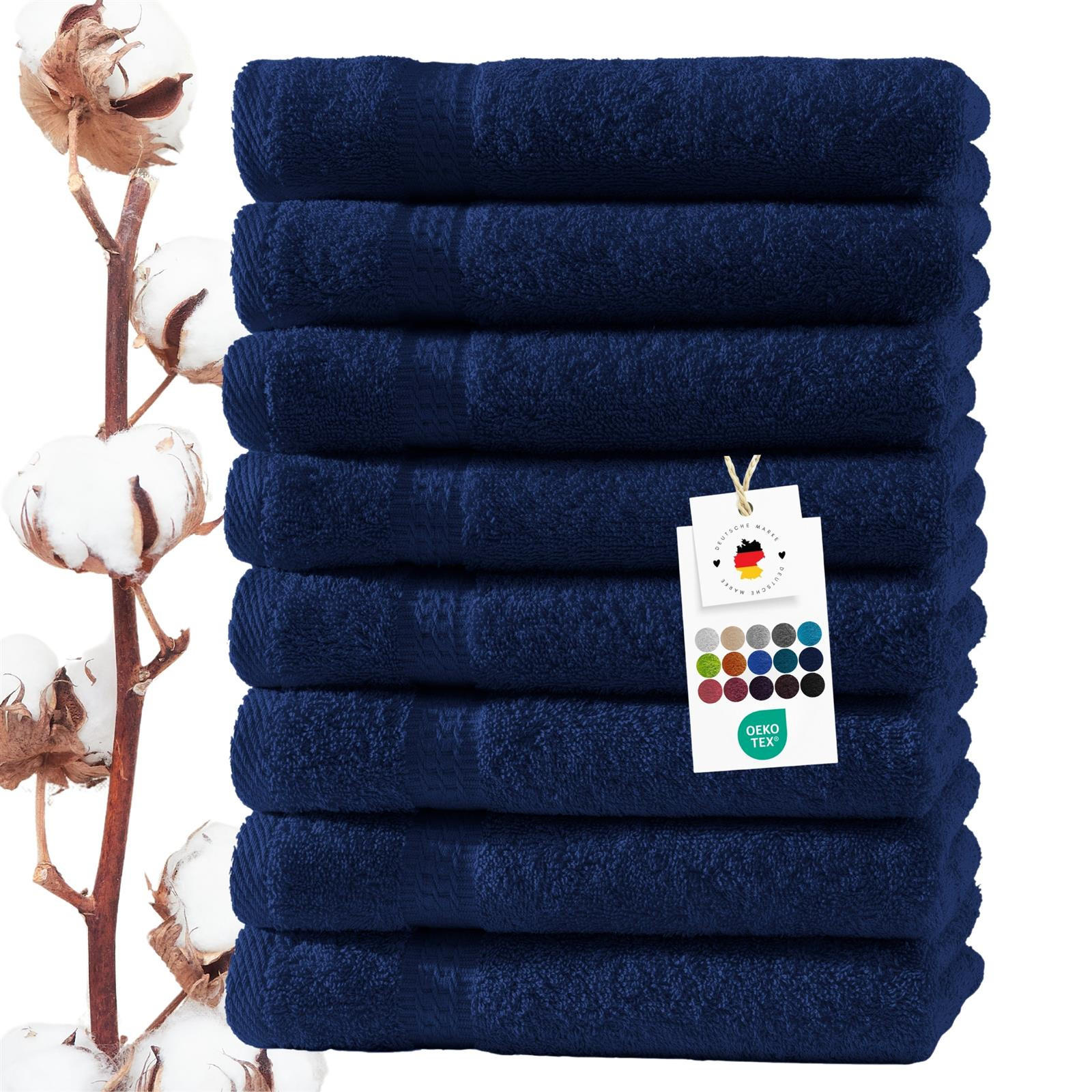 GÄSTEHANDTUCH 30x50 cm Frottier Gästetuch im 8er Set aus 100% Baumwolle, Blau 500g/m2 - Dunkelblau, Textil (35/50cm) - Carpe Sonno