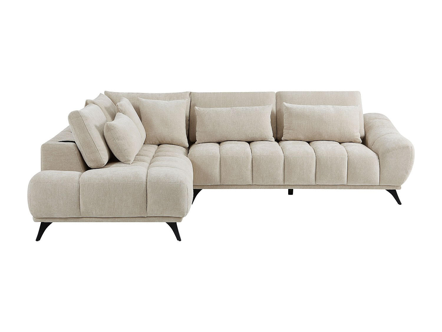 SOFA ohne Schlafmöglichkeit - 5 Personen - Samt - Beige - Beige, Textil (285/102/213cm) - Vente-Unique