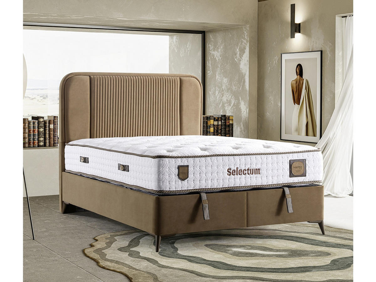 POLSTERBETT Selectum 140x200 Braun - Braun, Textil/Metall (140/200cm) - Villa Möbel