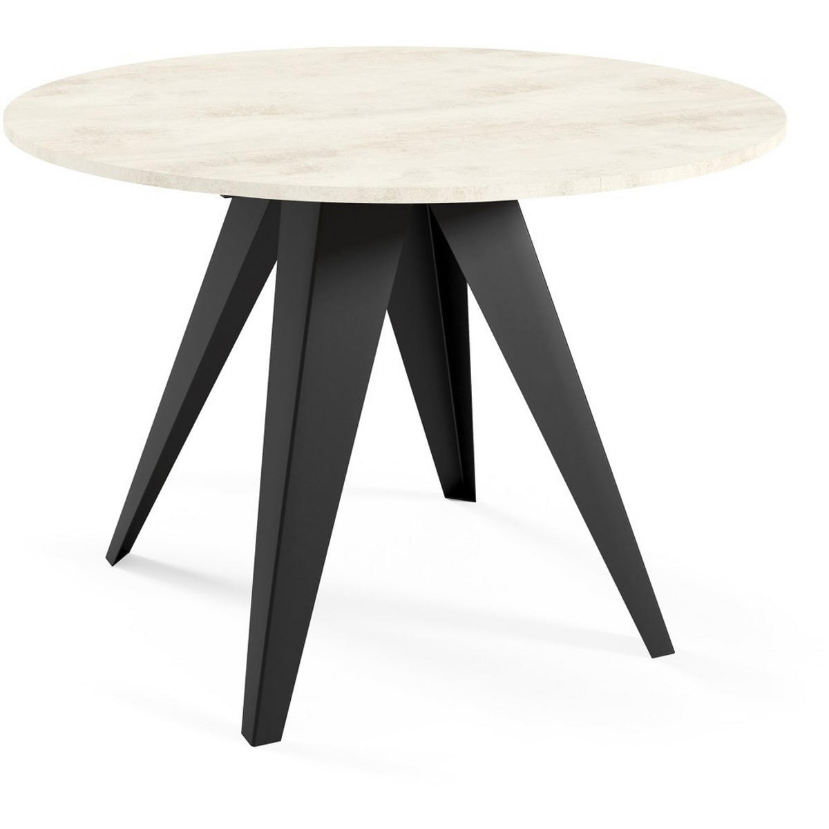 ESSTISCH Gala, Runder Tisch mit Ausziehfunktion, 100-140x100 cm, Schwarz+White Chromix - Schwarz/Weiß, Metall (100/100/76cm) - Beautysofa