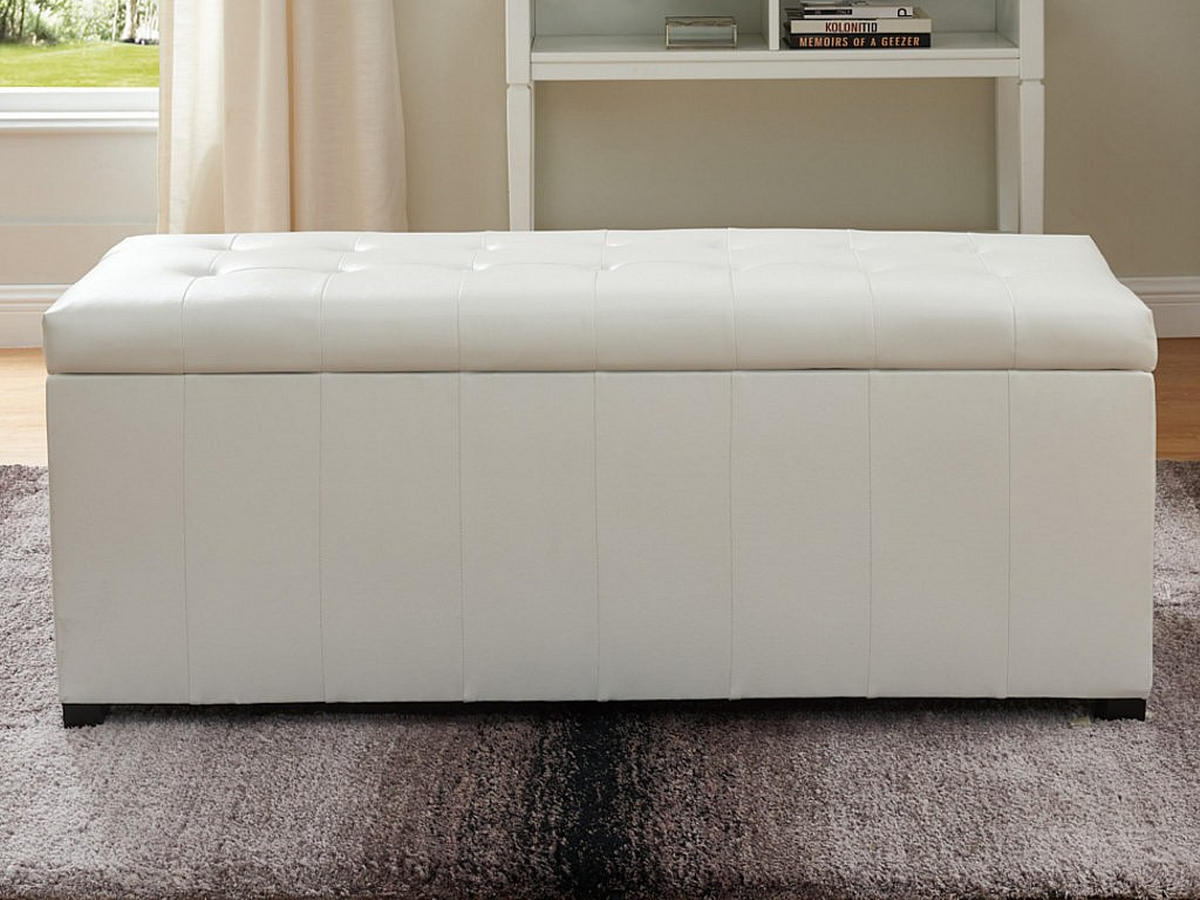 SITZBANK - 1 -Sitzer - Kunstleder - weiß - CONCIERTO - Weiß, Leder (130/49/49cm) - Vente-Unique