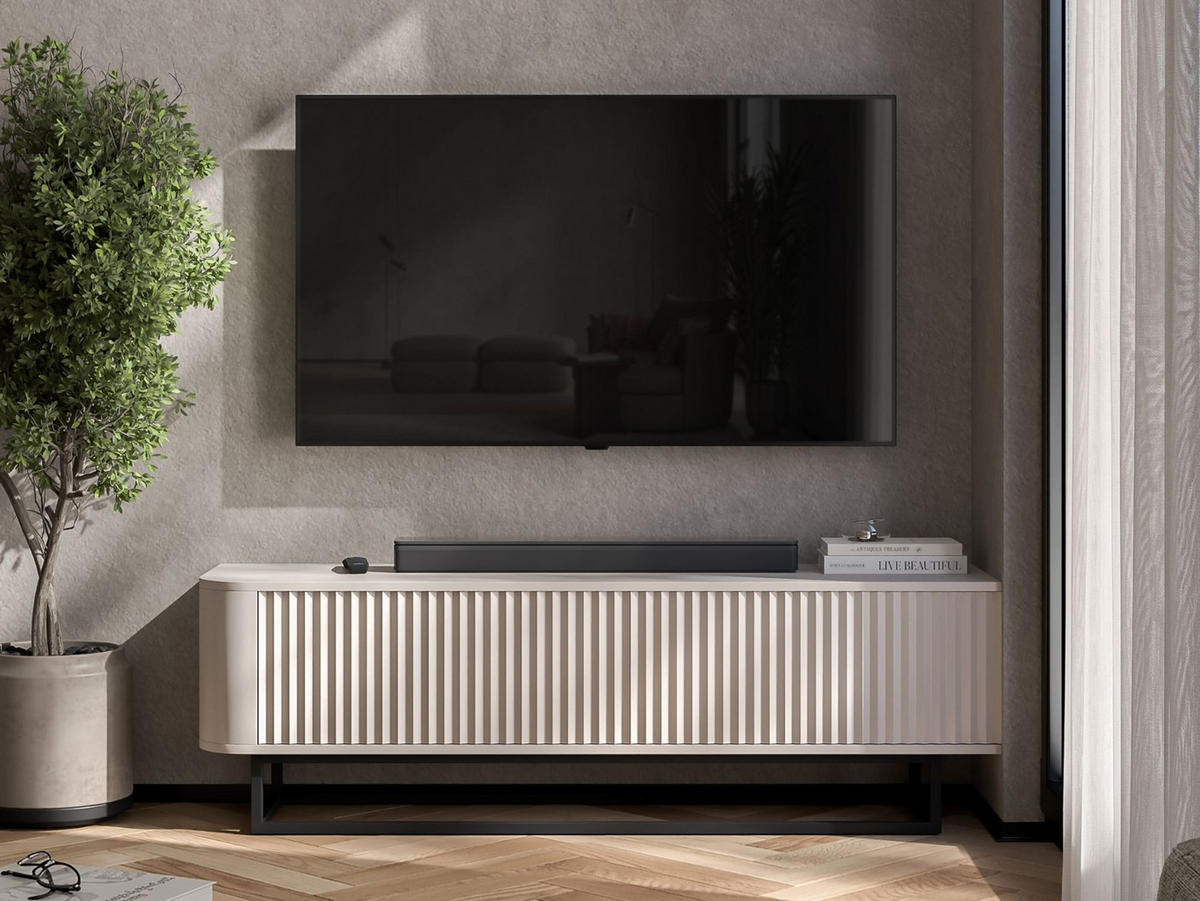 TV STOLÍK Aurora kašmírový matný 140 cm s kovovým rámom - čierna/kašmírová, kov/kompozitné drevo (140/44/35cm) - Meble Lindner