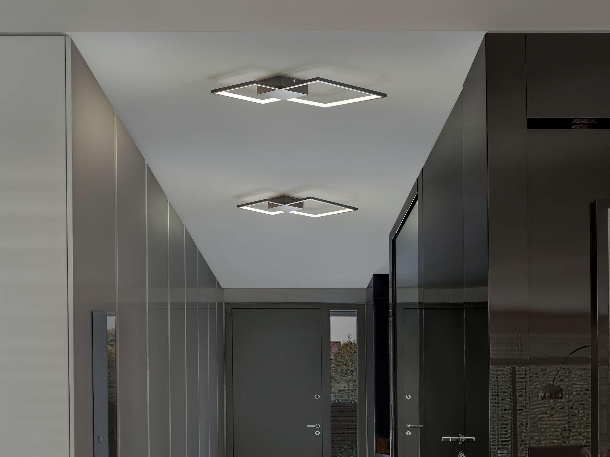 DECKENLEUCHTE Oksu 54/54/6 cm - Schwarz, Metall (54/54/6cm) - Beliani