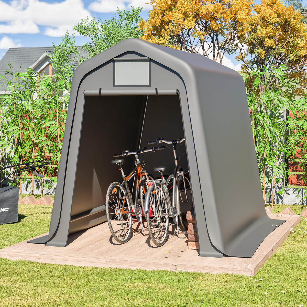 AUFBEWAHRUNGSSCHUPPEN 245x183x217 cm Grau - Grau, Metall (245/217/183cm) - ComfortXL