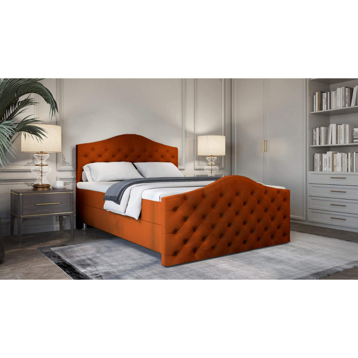 BOXBETT Roma Bonellfederkern inkl. 7-Zonen Topper T-30 mit Bettkasten - Orange, Holz/Holzwerkstoff (120/200cm) - Best For Home