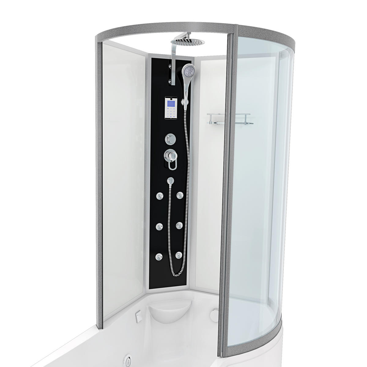 WHIRLPOOL Wanne Duschkabine ws K50-L01-WP-EC 170x1 - Weiß, Glas/Kunststoff (98/225/170cm) - AcquaVapore by Sandra Jentho