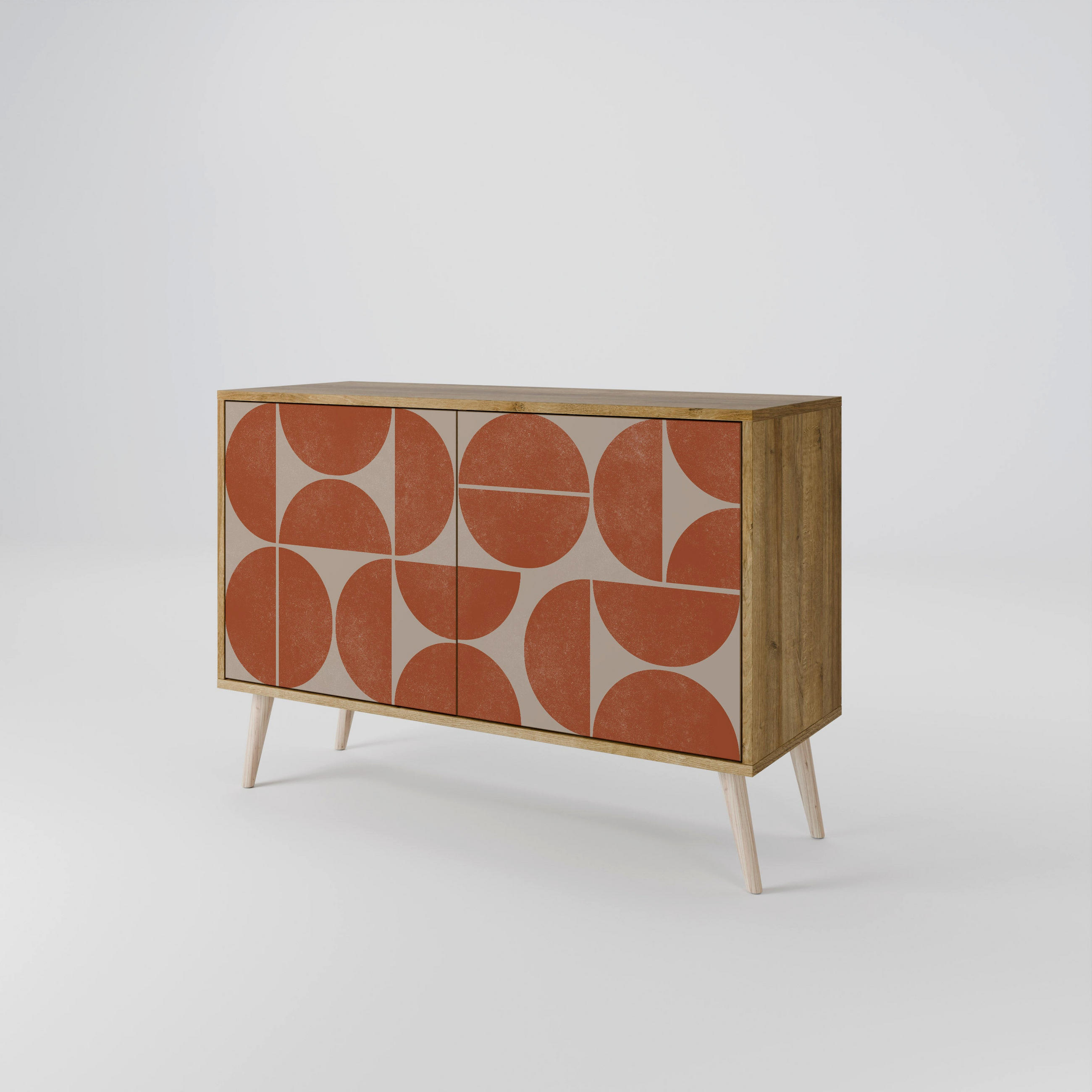 SIDEBOARD REPETITION COMPULSION, Eicheneffekt, 111x42x77,5 cm, 2 Türen - Eichefarben/Buchefarben, Holzwerkstoff/Buchenholz (111/77.5/42cm) - SpaceRebels