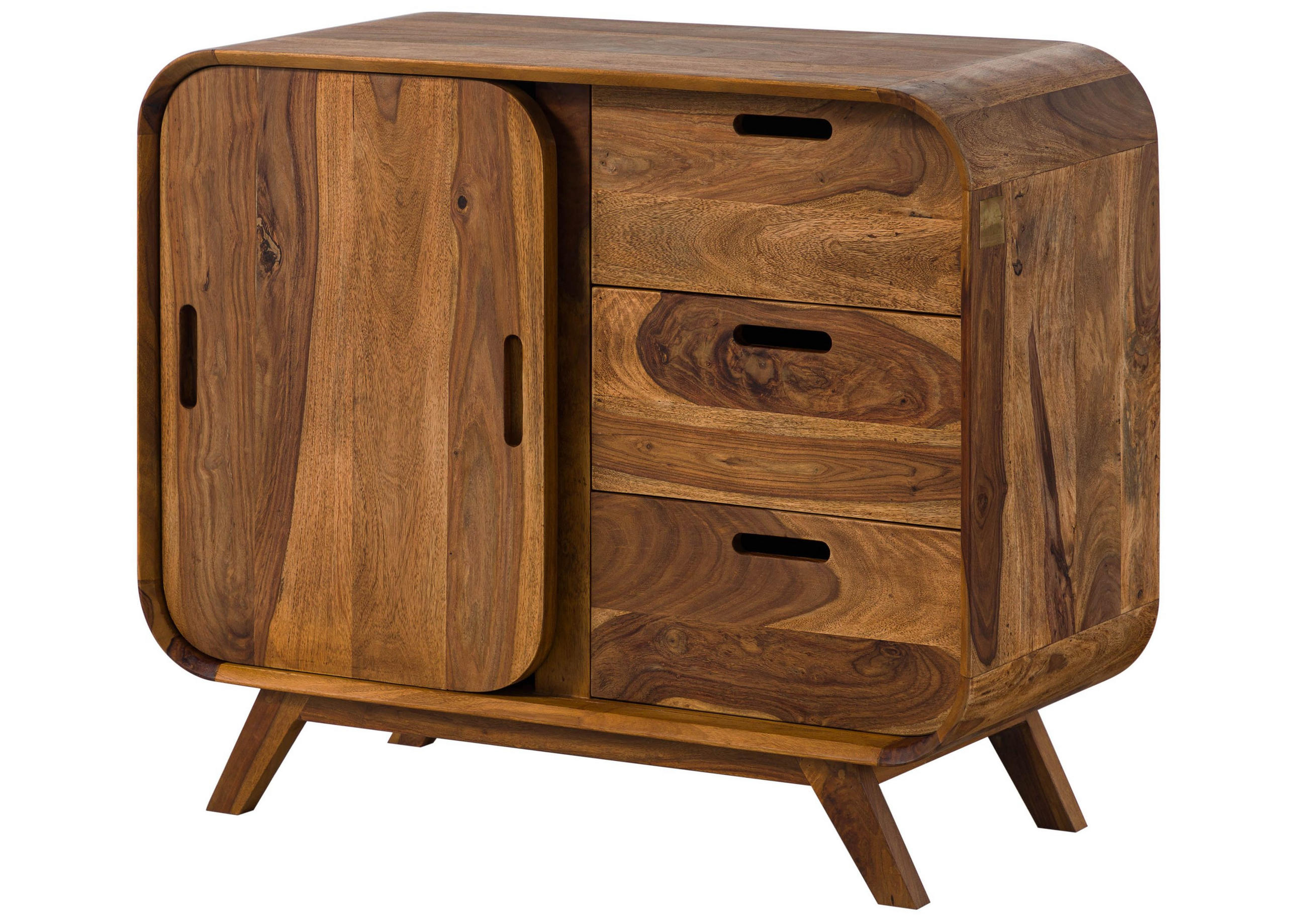 SIDEBOARD Sheesham 90x40x75 hellbraun lackiert MAILAND #100 - Braun, Holz (90/75/40cm) - Massivmoebel24
