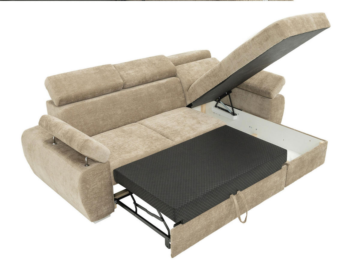 ECKSOFA Plaza L - Silberfarben/Braun, Holz/Kunststoff (255/170cm) - MIRJAN24