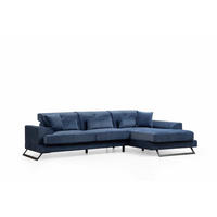 ECKSOFA mit verstellbarer Rückenlehne - Blau/Hellgrau, Holz/Textil (190/304cm) - myHomelando