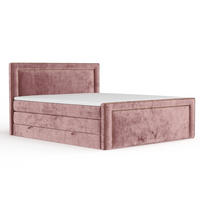 BOXSPRINGBETT Luxora Rosa 180/200 cm - Schwarz/Rosa, Holz/Holzwerkstoff (180/200cm) - Maison de Reve