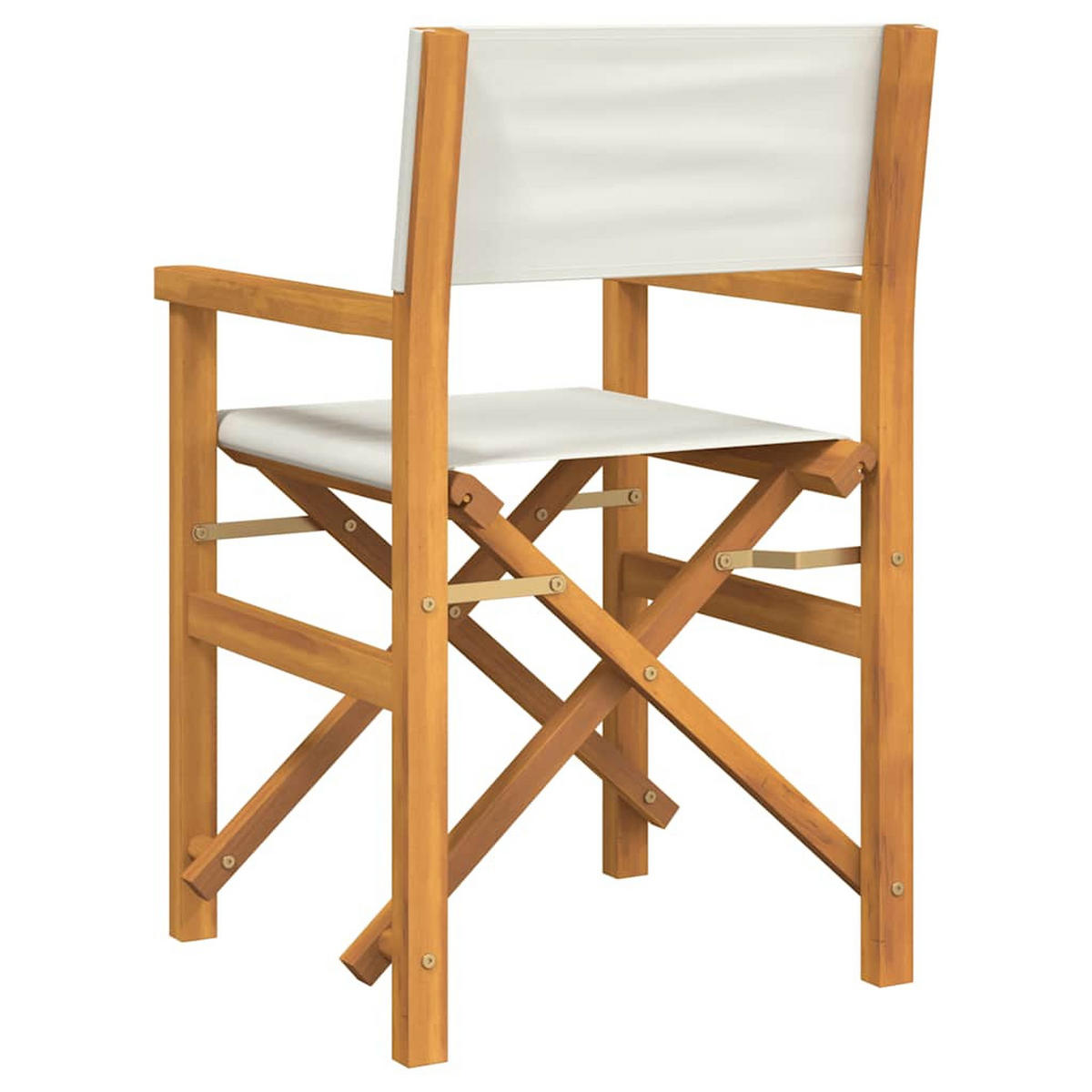 REGIESTUHL Klappbar Creme Massivholz Teak - Creme, Holz (55/85/54cm) - vidaXL